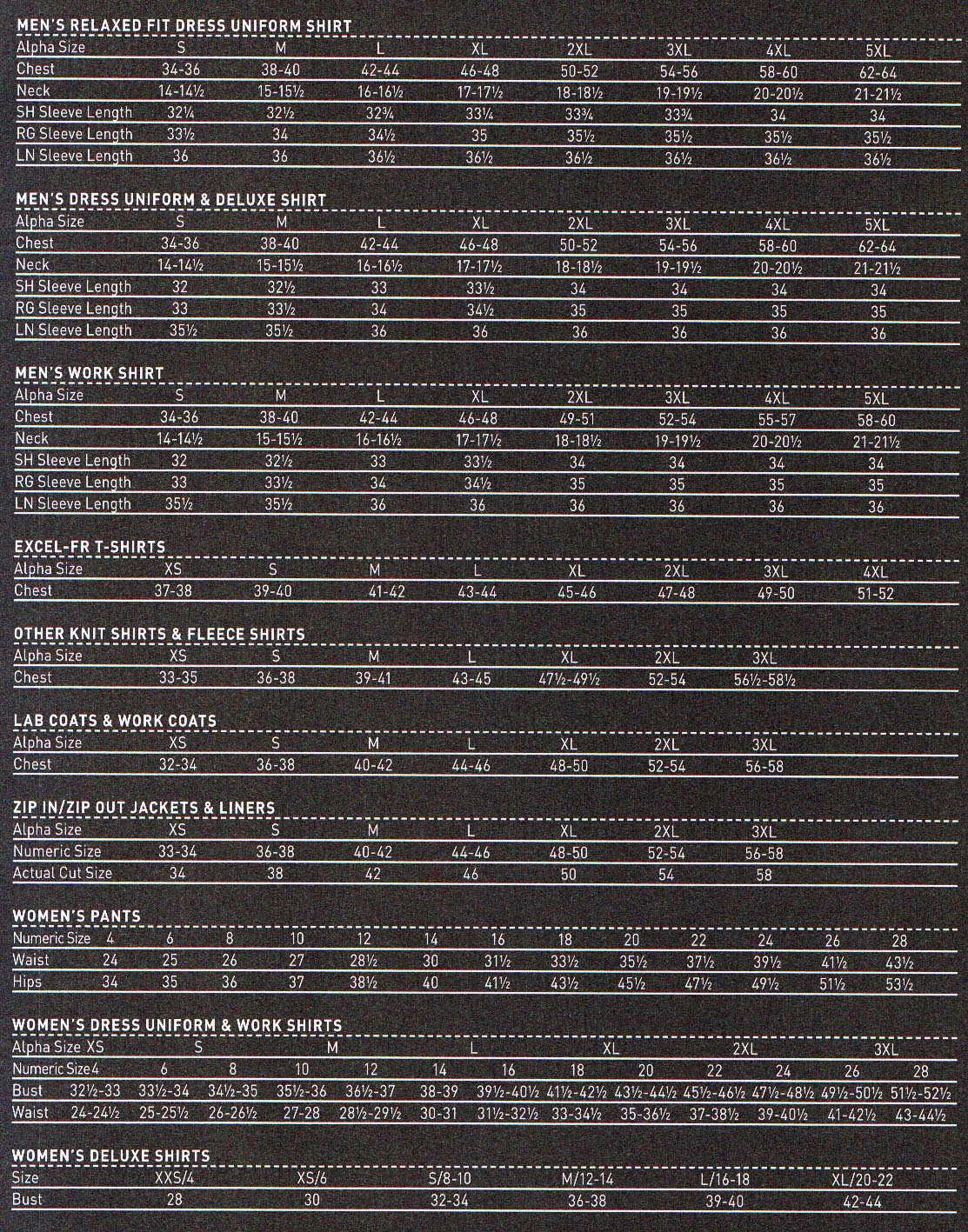 bulwark bulwark size chart
